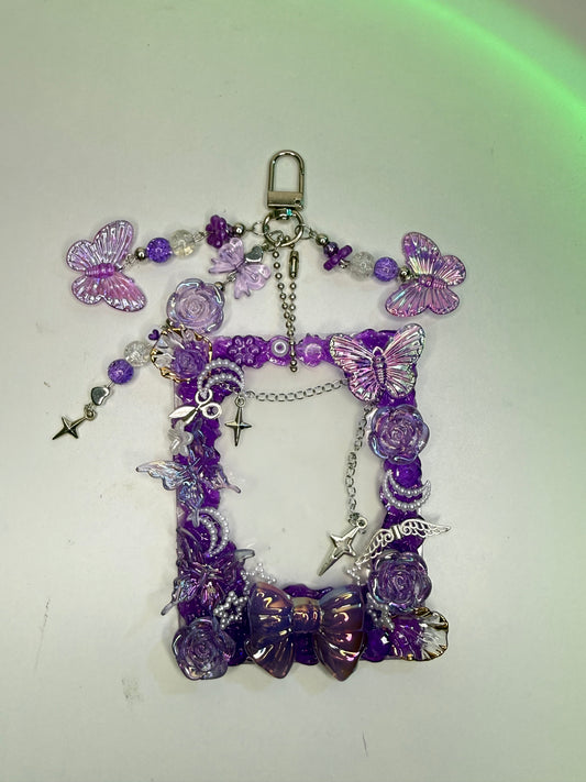 Purple Butterfly Decoden Photocard Holder with Keychain | Handmade Kpop Toploader | Aesthetic Keychain