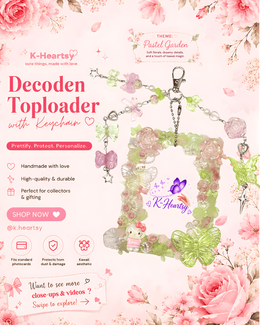 Handmade Pastel Floral Decoden Toploader with Keychain | K-Heartsy