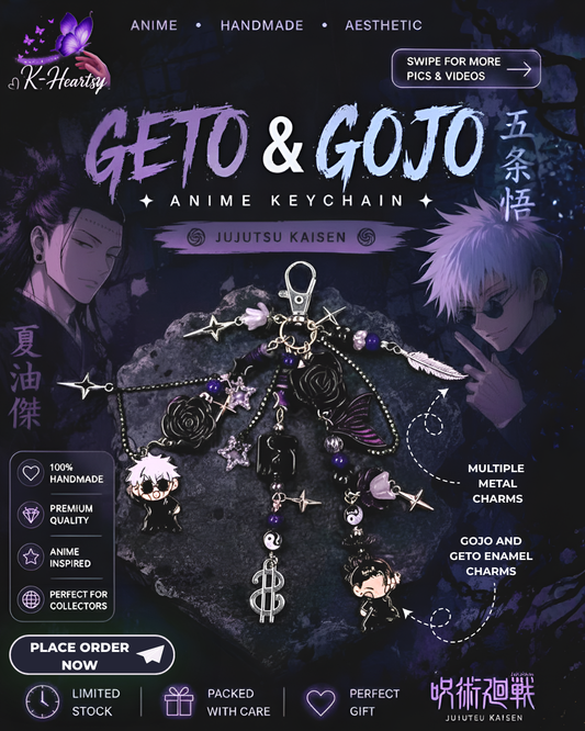 Gojo & Geto Anime Keychain | Handmade Jujutsu Kaisen Inspired Accessory – K Heartsy