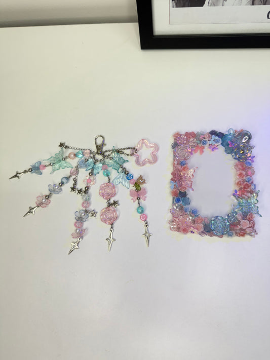 Handmade Pastel Fairycore Decoden Toploader and Keychain by KHeartsy
